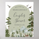 Poster Pine Tree Forest Mountain Couple Shower Welcome (Devant)