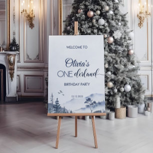 Poster Pine Trees Hiver Onederland Anniversaire Bienvenue