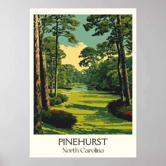 Poster Pinehurst NC Vintage Golf Course Paysage Art (Devant)