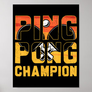 Poster Ping Pong Champion Retro Table Tennis 