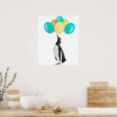 Poster Pingouin Avec Ballons Colorés (Cuisine)
