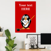 Poster Pingouin avec bâton de hockey (Bureau à domicile)