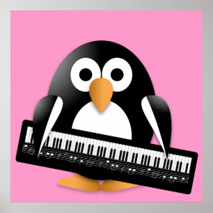 Poster Pingouin avec piano