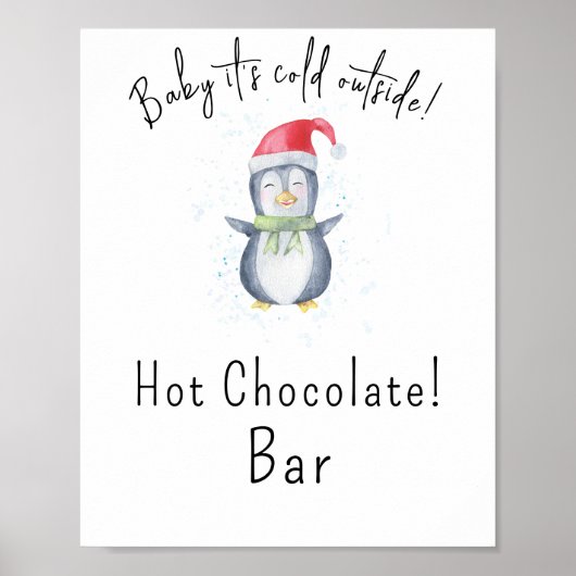 Poster Pingouin - Barre de chocolat chaud (Devant)