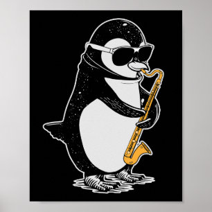Poster Pingouin Cadeau Enfants musicien Orchestre Basse C