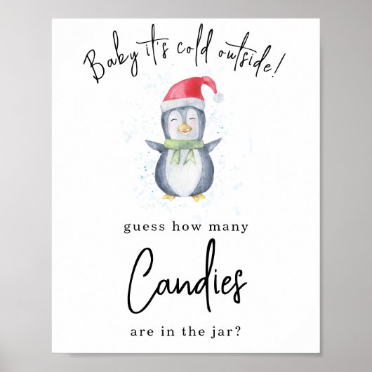 Poster Pingouin - Combien de bonbons (Devant)