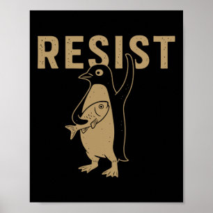 Poster Pingouin de Fintage Résiste aux pingouins Subtil A