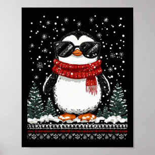 Poster Pingouin de Noël drôle avec Sungles laide Christma