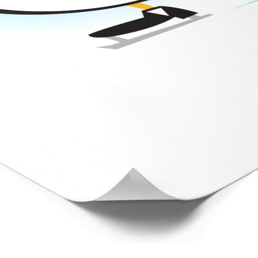 Poster pingouin de serveur mignon sur les patins (Coin)