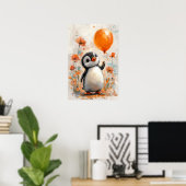 Poster Pingouin gai avec peinture numérique à balloon ora (Bureau à domicile)