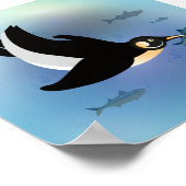 Poster Pingouin géométrique illustrée nageant pour poisso (Coin)