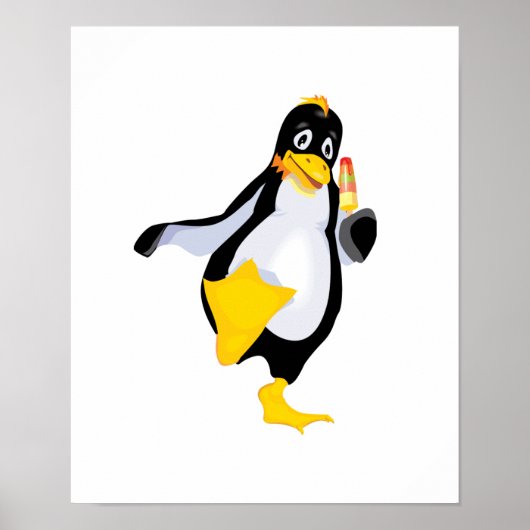 Poster pingouin mignon avec crème glacée (Devant)