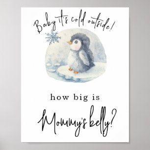 Poster Pingouin - Quelle est la taille du ventre de Maman