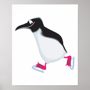 Poster pingouin sur iceskates