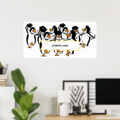 Poster Pingouins diplômés avec bannière (Bureau à domicile)