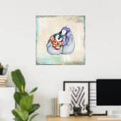 Poster Pingouins mignons en Écharpe d'hiver et Casquette (Bureau à domicile)