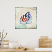 Poster Pingouins mignons en Écharpe d'hiver et Casquette (Cuisine)