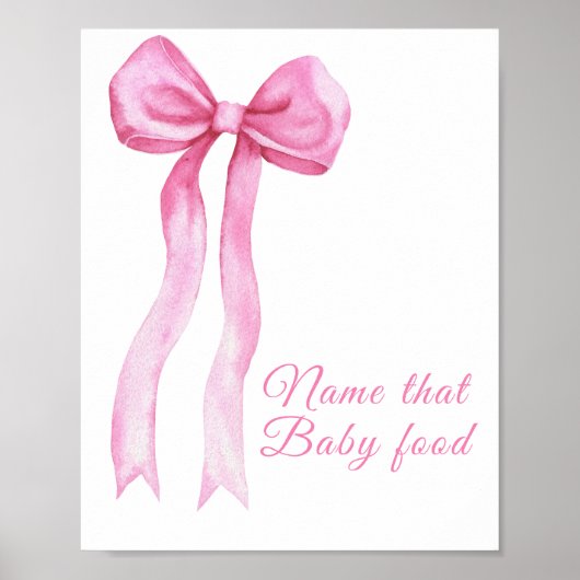 Poster Pink a bow - nom de la nourriture pour bébés (Devant)