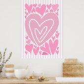 Poster Pink Abstract Hearts (Cuisine)