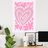 Poster Pink Abstract Hearts (Bureau à domicile)