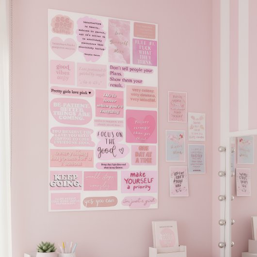 Poster Pink Aesthetic Vision Board Quotes