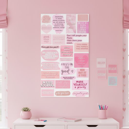 Poster Pink Aesthetic Vision Board Quotes
