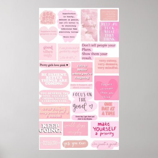 Poster Pink Aesthetic Vision Board Quotes (Devant)