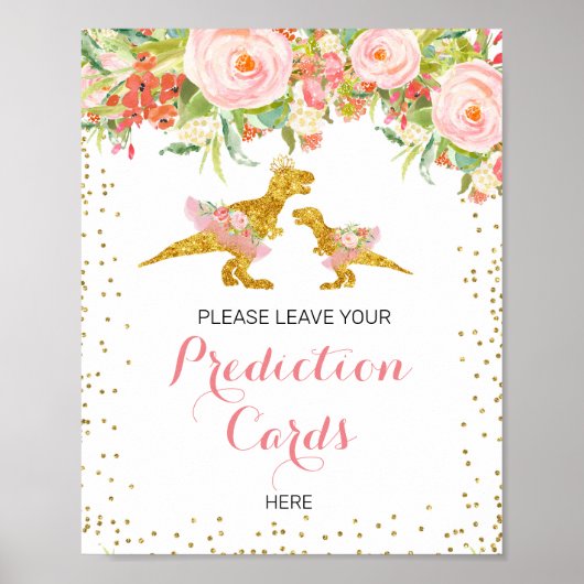 Poster Pink and Gold Dino laissez votre panneau Prédictio (Devant)