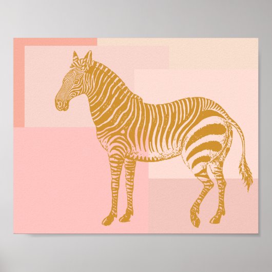 Poster Pink and Gold Zebra Drawing (Devant)