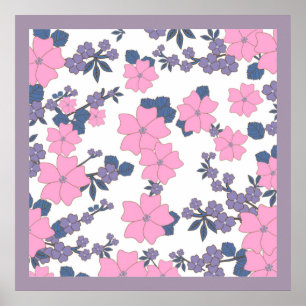 POSTER PINK AND PURPLE FLOWER PATTERN