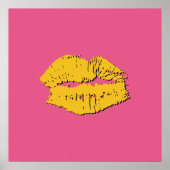 Poster Pink and Yellow Kissing Lips (Devant)