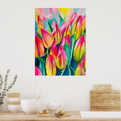 Poster Pink aquarelle tulipe art (Cuisine)