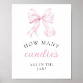 Poster Pink Baby Shower How Many Bows Table Sign (Devant)