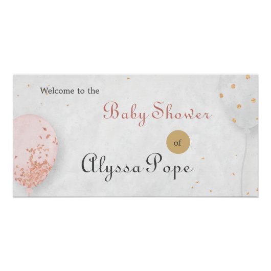 Poster Pink Balloon Baby Shower (Devant)