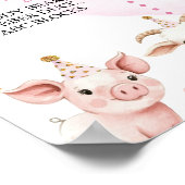 Poster Pink Barnyard Animaux de ferme Anniversaire (Coin)