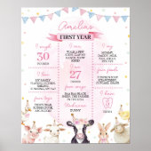 Poster Pink Barnyard Animaux de ferme Anniversaire (Devant)