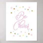 Poster Pink Be Clever Stars Enfants Nursery Décor Mur (Devant)