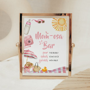 Poster Pink Beach Summer Baby shower Mom Osa Bar