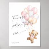 Poster Pink Bearly Wait, mignonne bébé fille Douche signe (Devant)