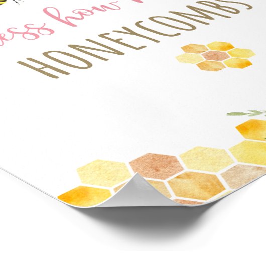 Poster Pink Bee Sunflower Anniversaire Devinez Combien De (Coin)