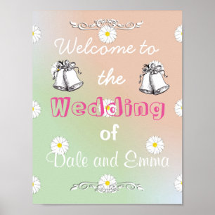 Poster Pink Bienvenue au Mariage de (Ajouter des noms) Po