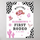 Poster Pink & Black Western Cowgirl "First Rodeo" Birthda (Devant)