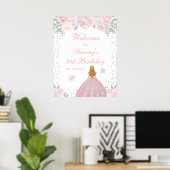 Poster Pink Blonde Coiffeuse Fille Anniversaire Bienvenue (Bureau à domicile)