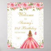 Poster Pink Blonde Coiffeuse Fille Anniversaire Bienvenue (Devant)
