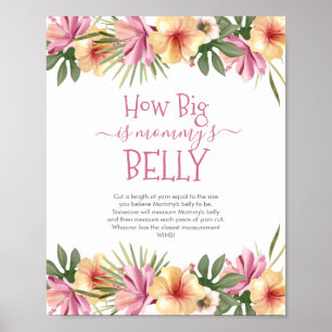 Poster Pink Blooms Floral How Big is Mommy's Belly Game