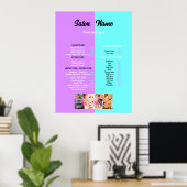 Poster Pink Blue Beauty Nail Salon Prix du menu (Bureau à domicile)