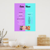 Poster Pink Blue Beauty Nail Salon Prix du menu (Cuisine)