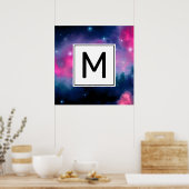 Poster Pink & Blue Galaxy & Stars Abstract Monogram (Cuisine)