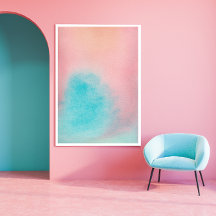 Pink Blue Sky Abstrait Watercolor Imprimer
