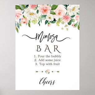 Poster Pink Blush Floral Bridal Shower Mimosa Bar Sign